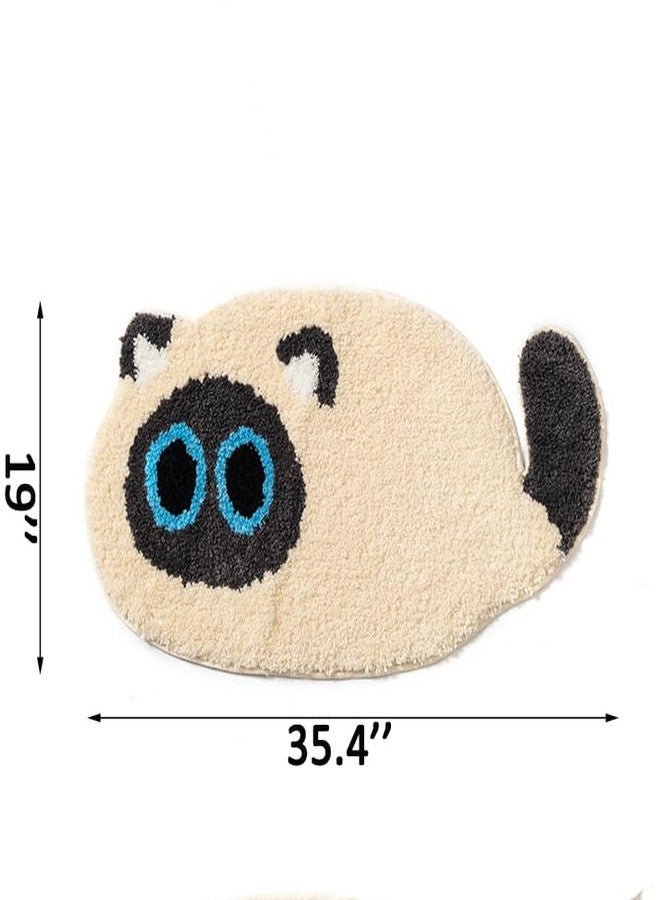 FANSSMILE Cat Shaped Bath Mat Thick Bathroom Rug, Non-Slip, Absorbent, Soft Mat for Bathroom, Adorable Design Cat-Picture Bath Mat Door Mat Dry Carpet (Siamese cat) - Image 3